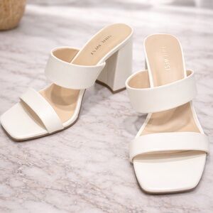 Nine West Cream Block Heel Mules
